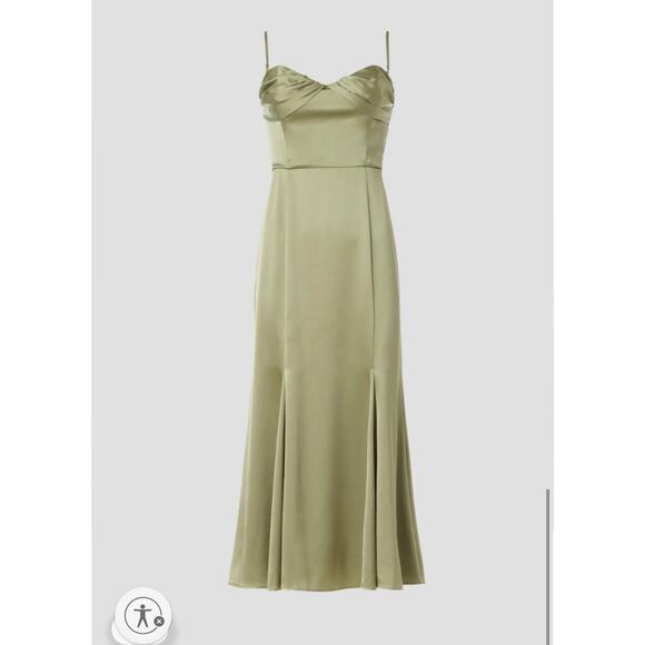 B52 Reformation Hensley Satin Midi Dress Womens 10 Evening Glam Milkmaid Wedding - Picture 4 of 11